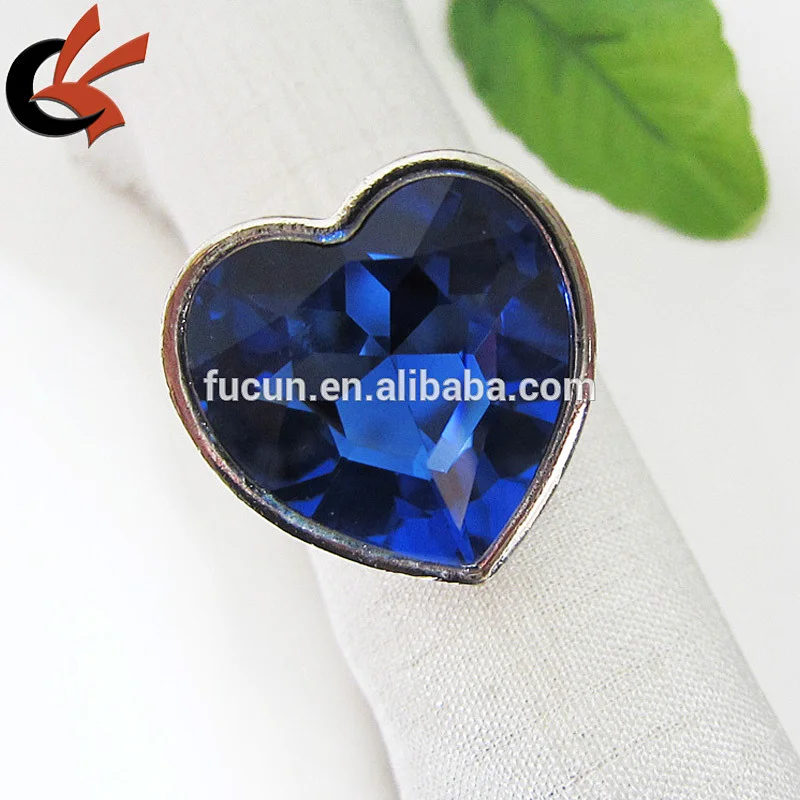Crystal heart Diamond Ring silver napkin ring Crystal Napkin Holder