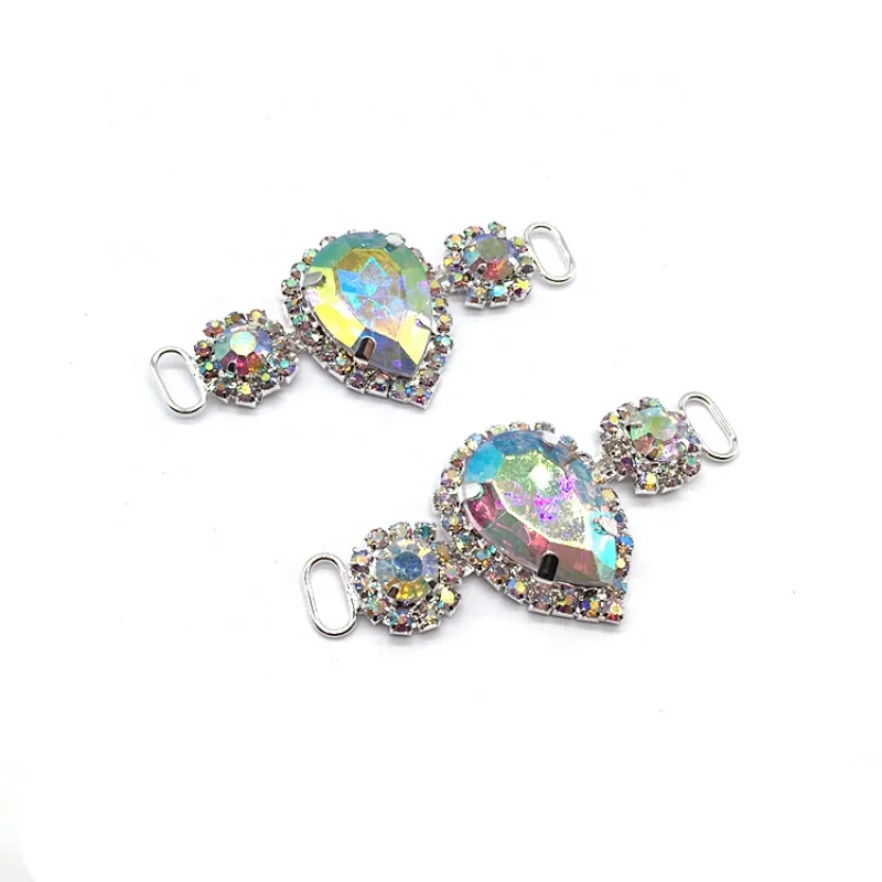 Silver AB Bikini Buckle Accessories Clear Crystal Swimwear Rhinestone Connector For Bikini Set