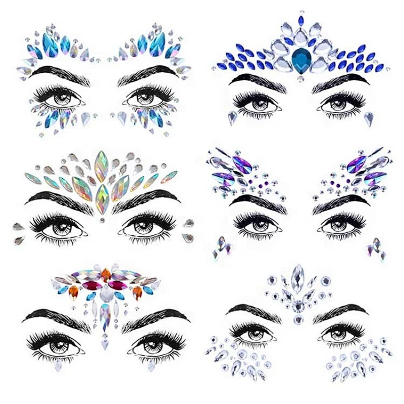 Custom DIY Design Tattoo Craft Body Jewels Stickers Eye Jewels Face Crystal Sticker