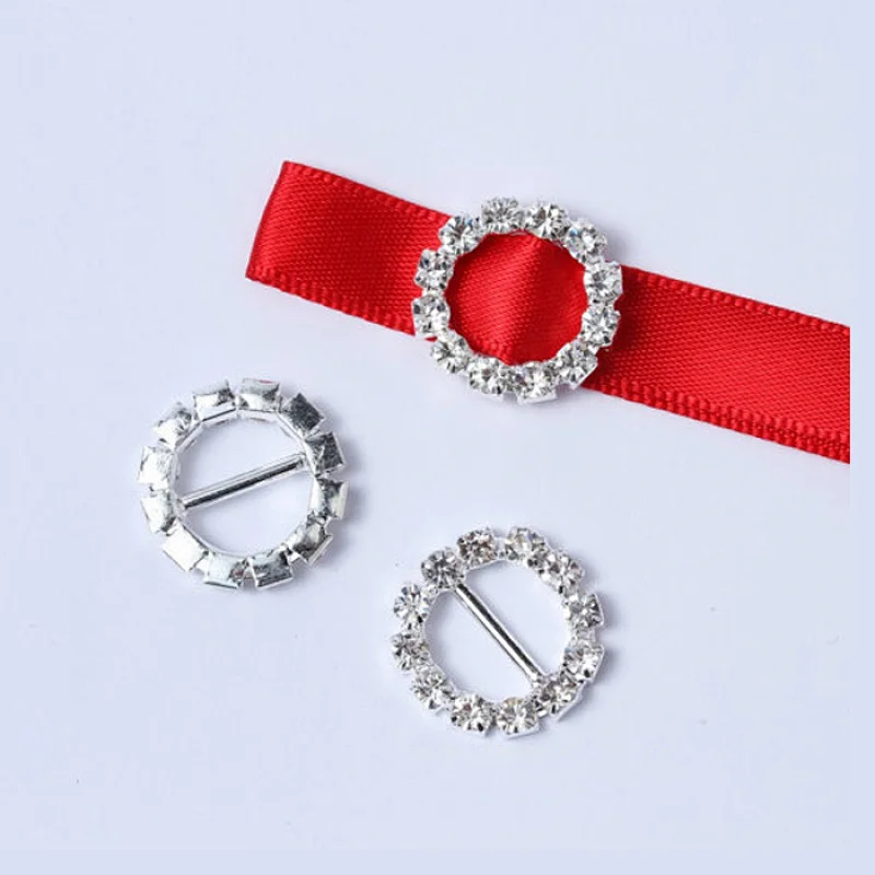 wholesale Circle rhinestone buckles wedding invitations ribbon buckles