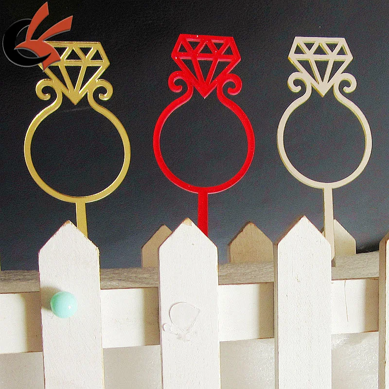 Cupcake diamond rings acrylic cake topper small acrylic cake topper