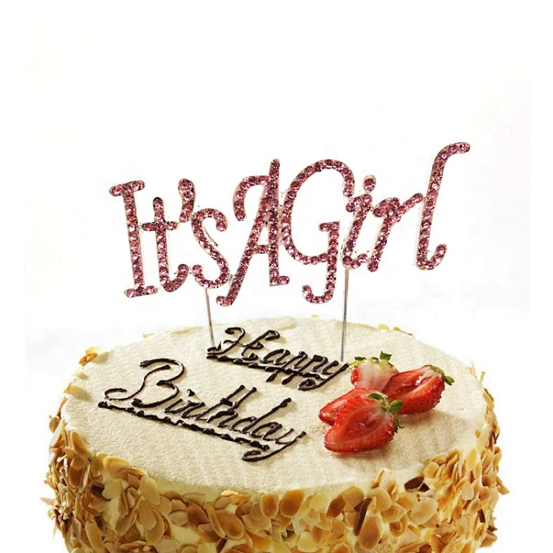 Baby Shower Centerpiece Cake Decoration It's A Girl Rhinestone Cake Topper
