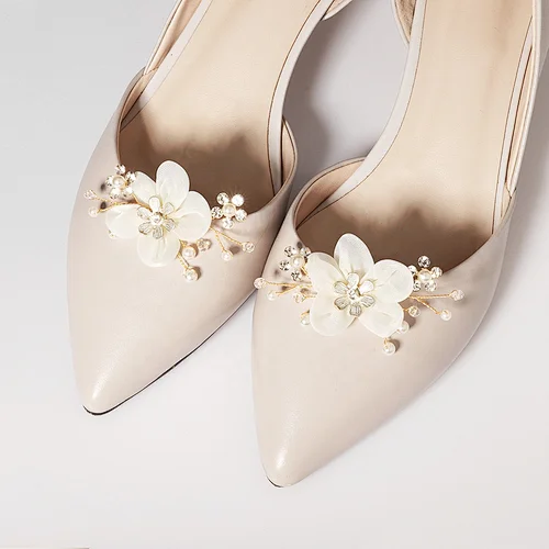 Korean Handmade Pearl rhinestone shoe clip wedding shoe accessories