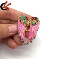 lovely pink color angel wings rhinestone crystal brooches