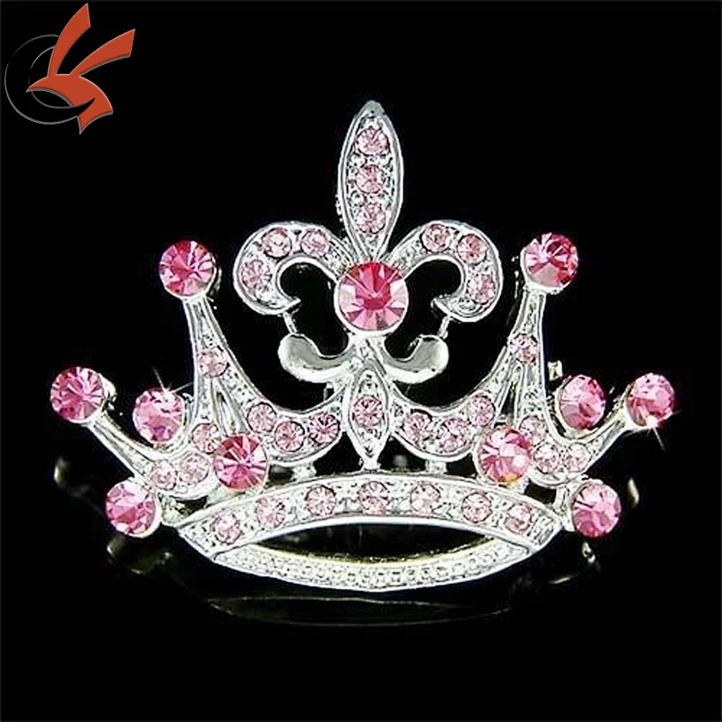 Silver Plated Rhinestone Pave Vintage Royal Crown Brooch Wedding Bridal Bouquet