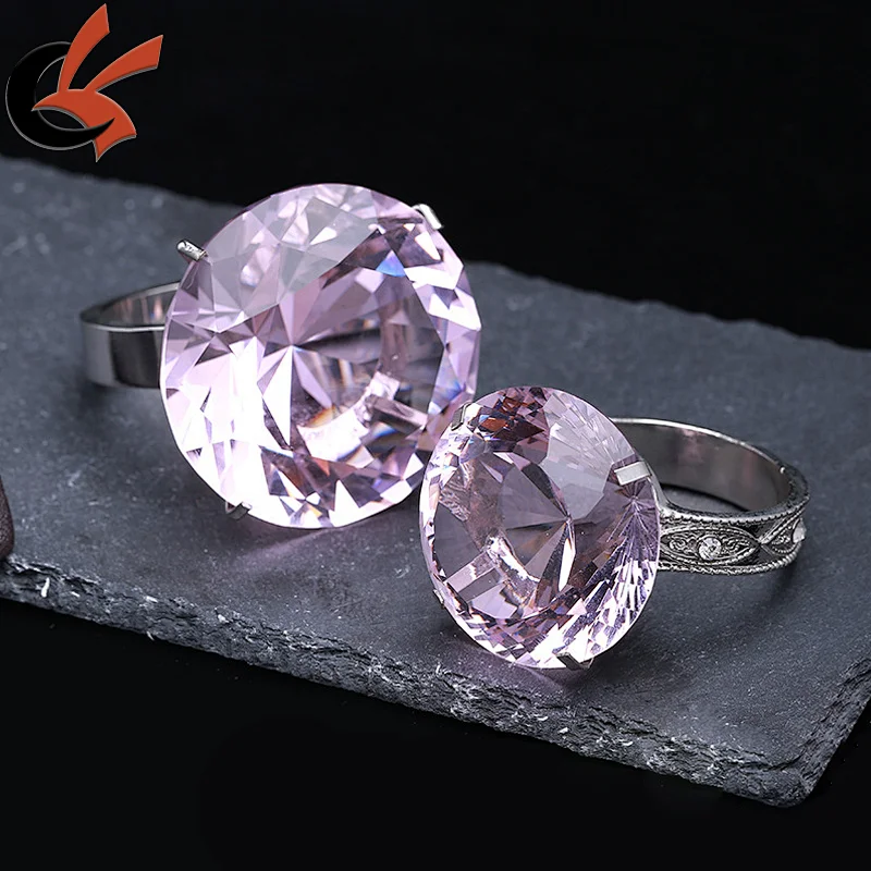 Wedding Decoration Pink Gem Diamond Engagement Ring Napkin Ring