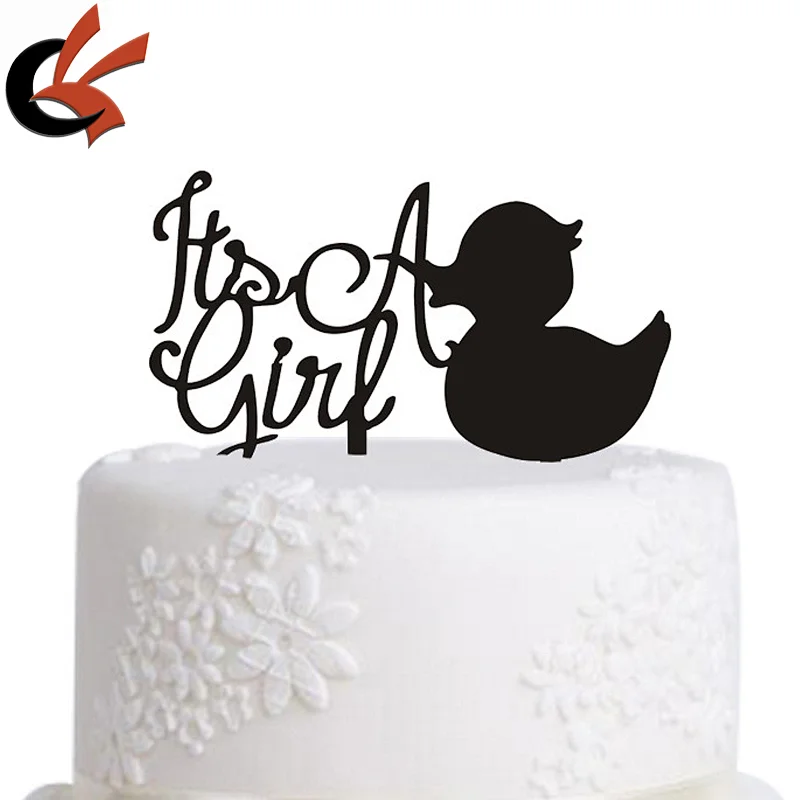 Its A Girl with lovely duck baby shower Acrylic Cake Topper