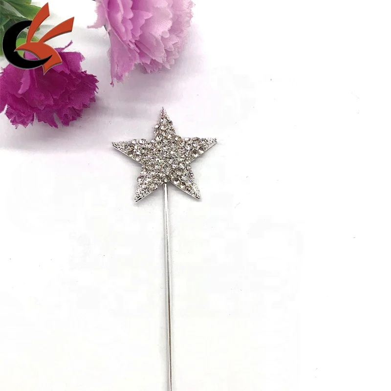 Hot sale Cup Cake topper star shape metal rhinestone crystal cake topper