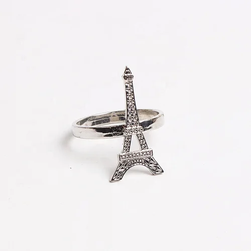 Latest fashion metal carved works Paris Eiffel Tower napkin holder napkin ring for weddings