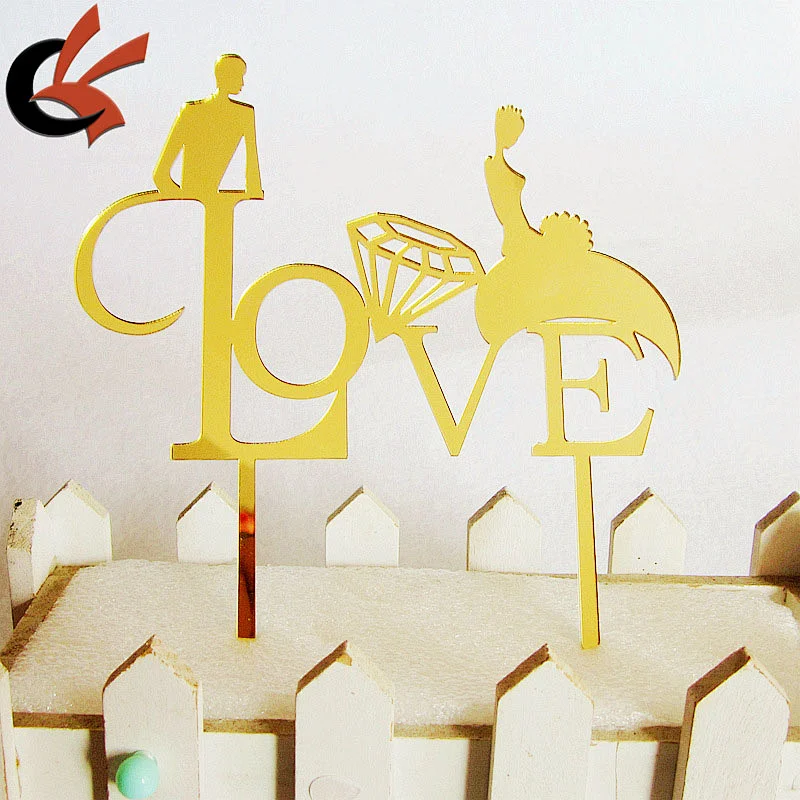 Fashion Laser Cut Love Acrylic Cake Topper for Party Decoration