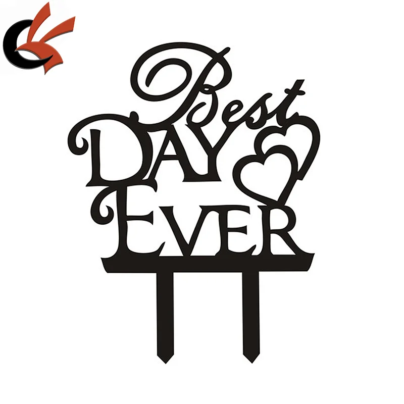 Best Day Ever Wedding Acrylic Cake Topper