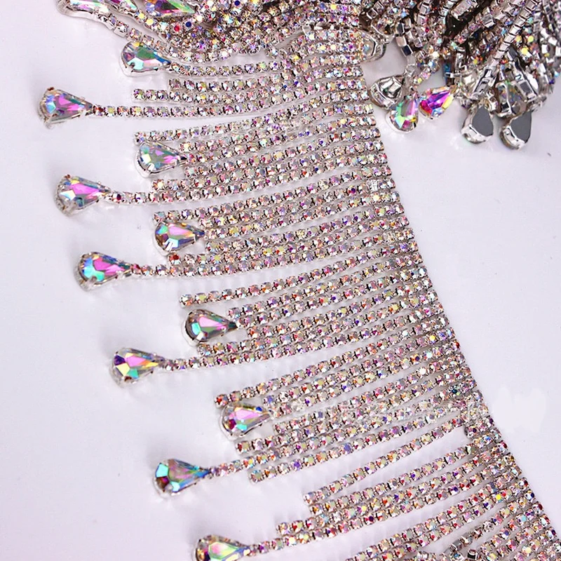 Sew On Gorgeous Girl Dress Crystal Glass Rhinestone Hanging Trims For Garment Clothes