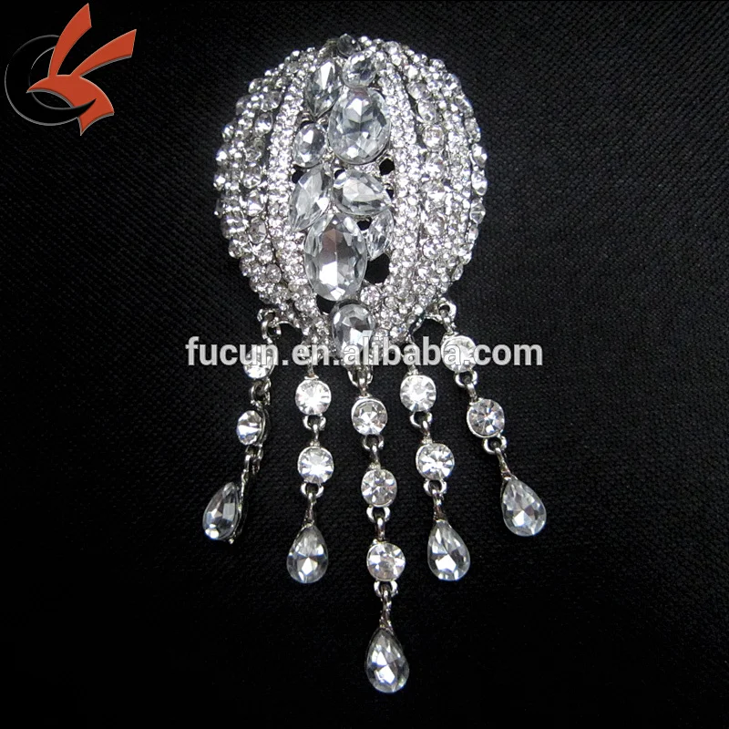 chair sash crystal brooch diamante rhinestone brooch with pendant