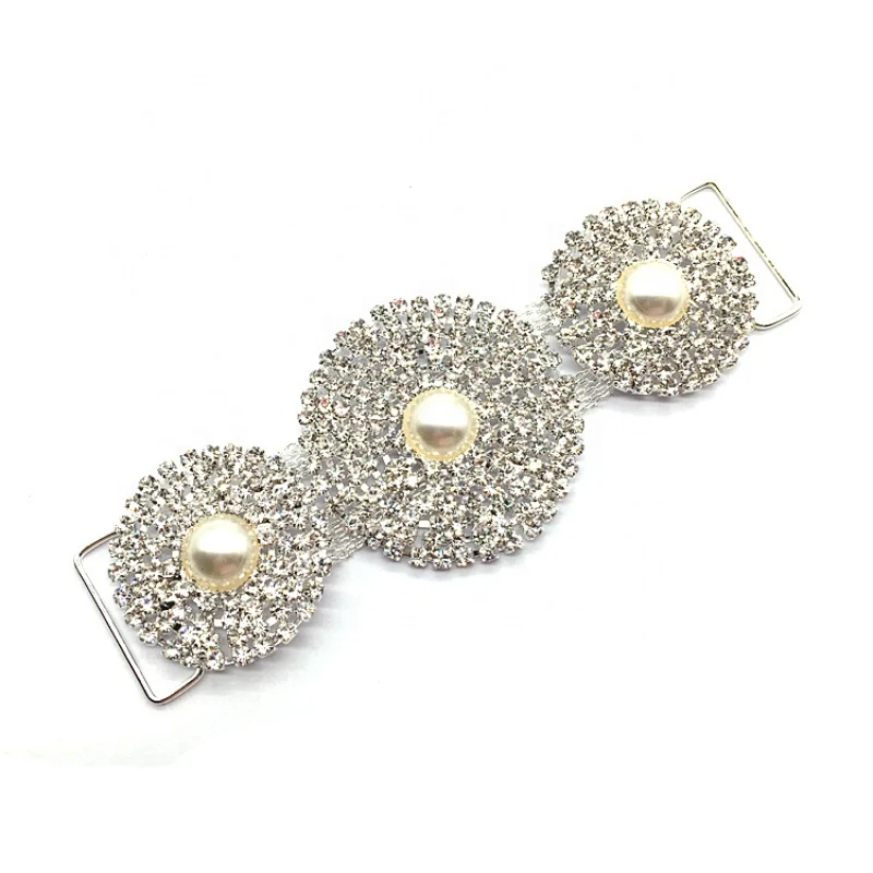 Custom fashion swimsuit accessories big circle designs rhinestone bikini connector for sale
