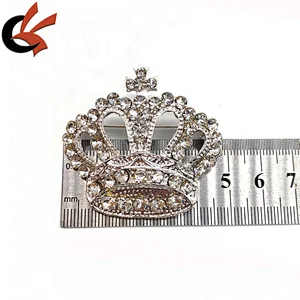 Factory Wholesale customized Silver Metal clear rhinestone Crystal Crown Brooch