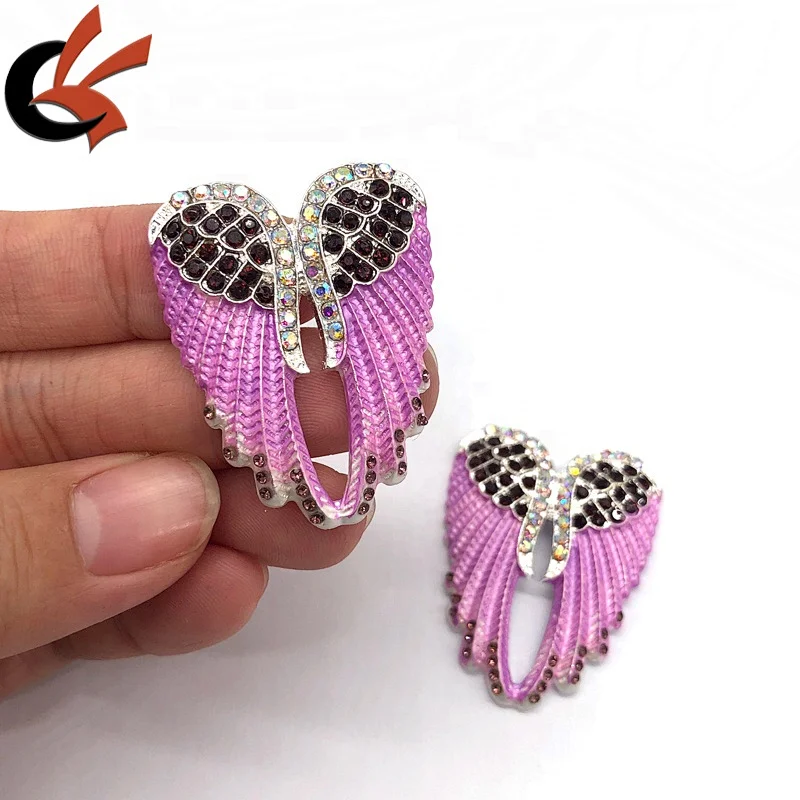 Wholesale purple color angel wings rhinestone brooches
