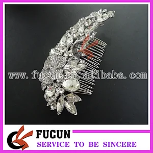 High quality wedding bridal hair accessories rhinestone fancy wedding crystal hair combs