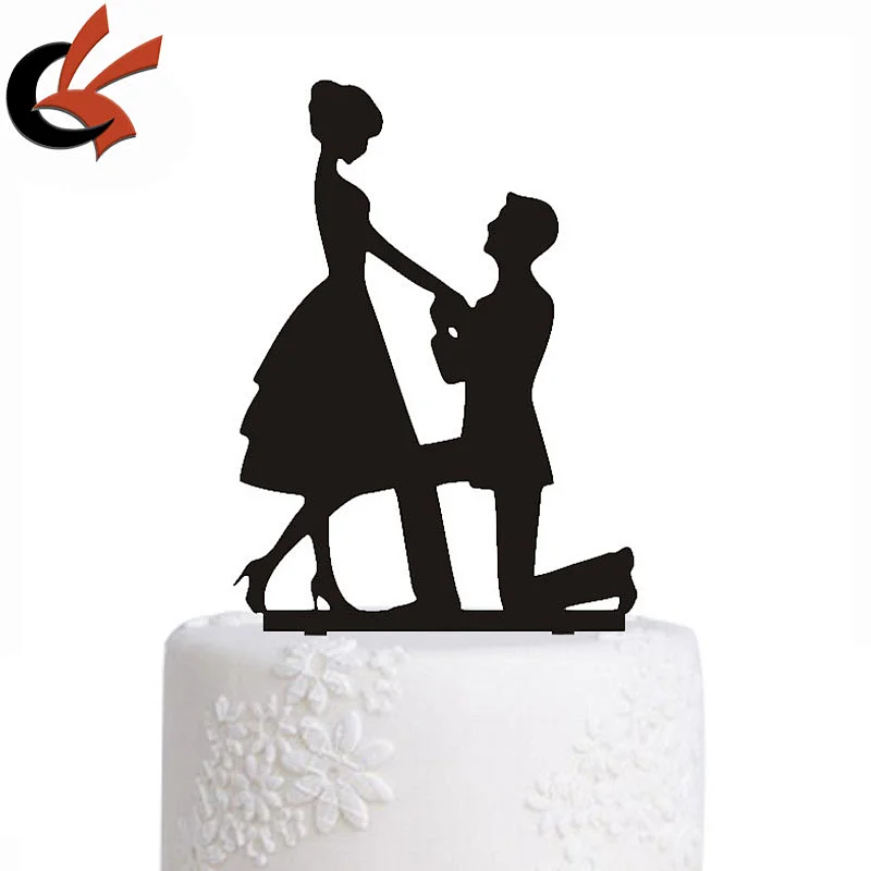 MR & MRS Cake Topper Proposal Customize-Acrylic Silhouette Wedding Cake Topper