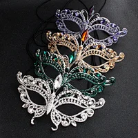 Mesmerizing Marquise party mask Crystal Rhinestone Masquerade Venetian Mardi Gras Party Mask with Satin Tie Back
