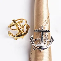 New model customize color ocean theme restaurant table decorative corsairs anchor shaped napkin ring
