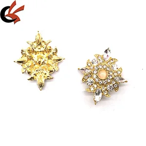 Custom Vintage Design Cloth Coat Colored Metal Setting Rhinestone Crystal Button For Clothing Accessories