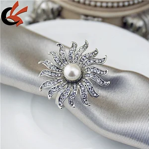 Unique wedding pearl and rhinestone napkin ring holder