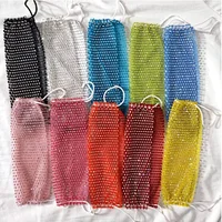 Hot Selling Fashion Rhinestone Bling Fishing net Party crystal Face Mask for Women
