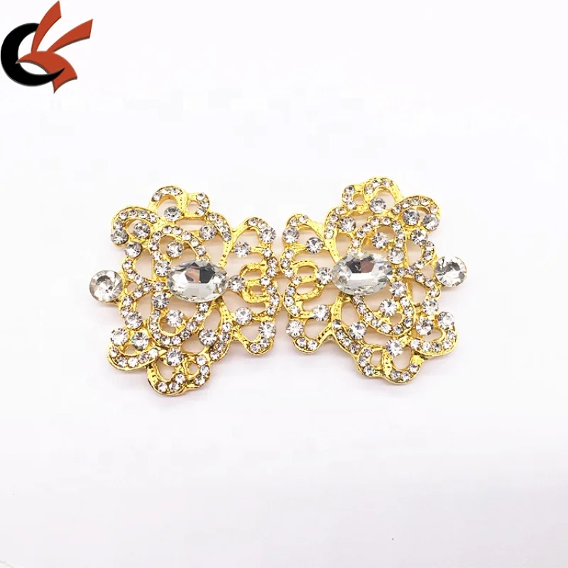 Vintage gold rhinestone jewelry crystal closure clasps buckle for wedding invitation card