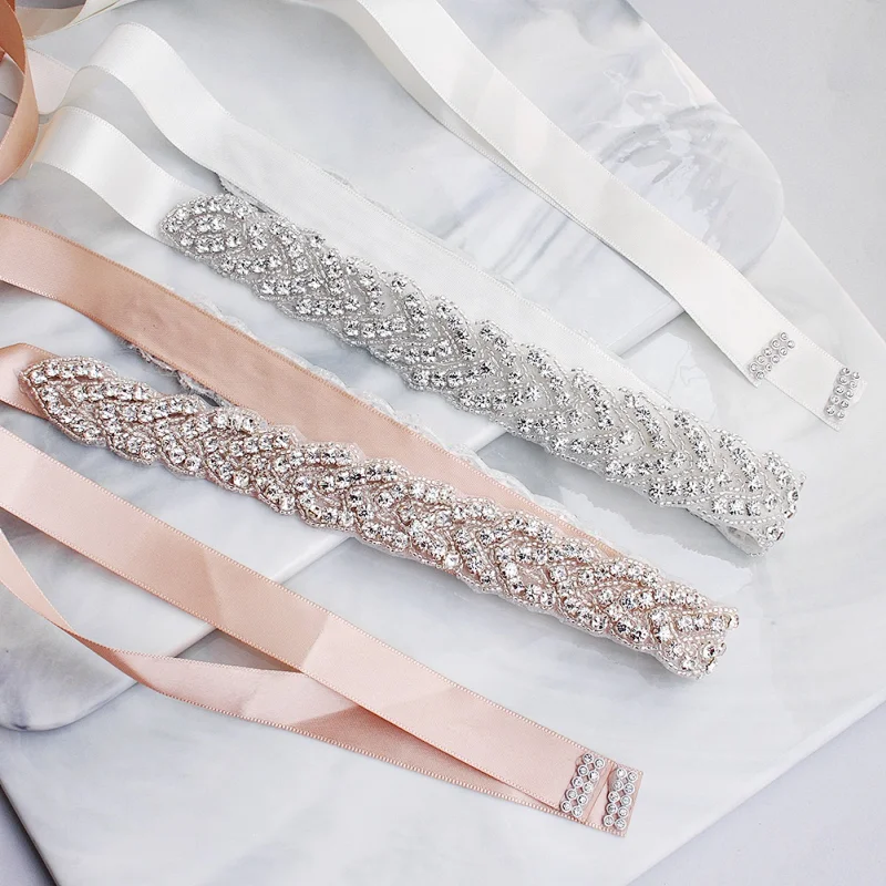 Rhinestones Bridal Sash Wedding Dress Sash Beaded Belt Crystal Waist Belt