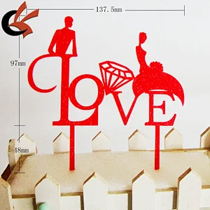 Fashion Laser Cut Love Acrylic Cake Topper for Party Decoration