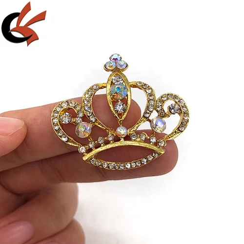 wholesale Wedding Bridal Crown Brooch Rhinestone Gold Plated Pin Brooch