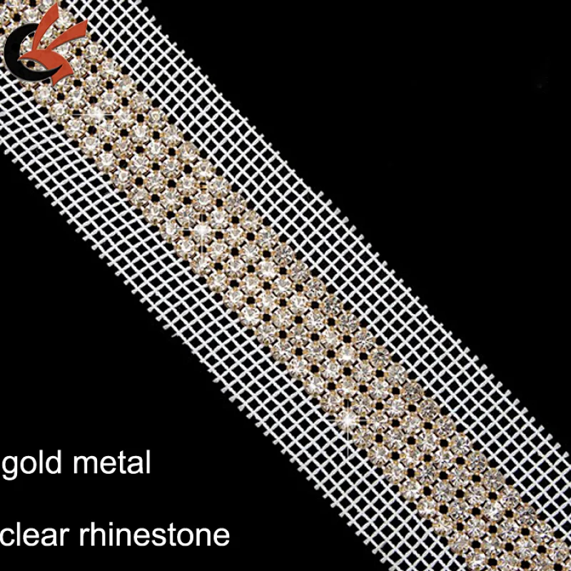 Crystal Rhinestone Trim Banding Silver white netting