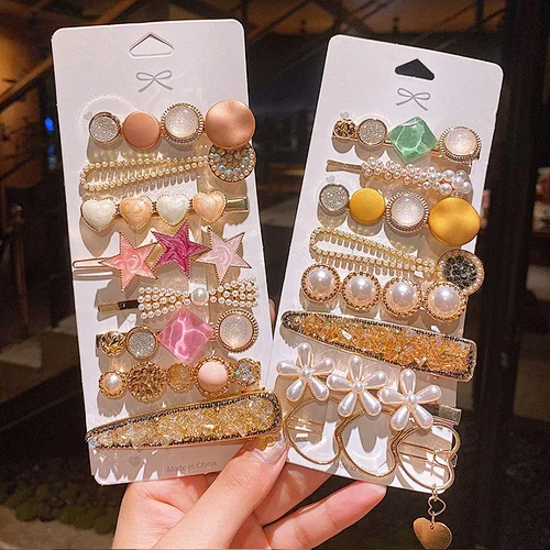 Instagram Fashion Pearl plastic beads Hair Clip Set for Women Girls Hair Accessories