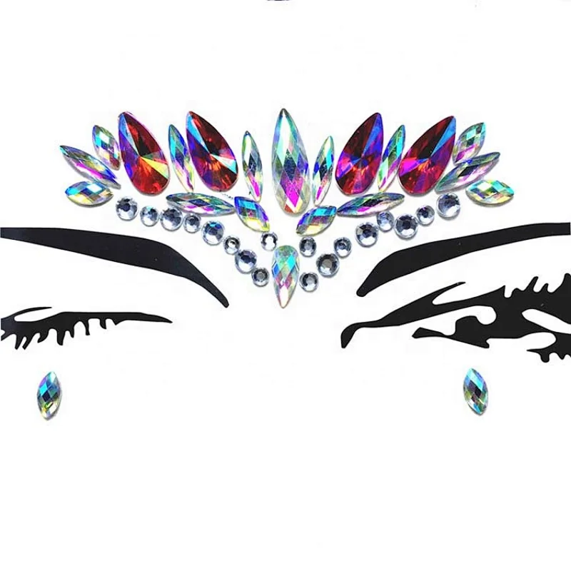 2020 fashion Rhinestone Temporary Tattoo Face Jewels Face Stickers Eyebrow Face Body Jewelry