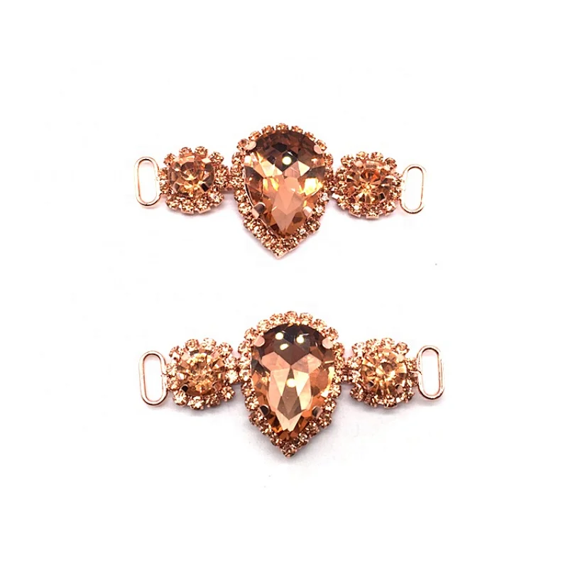 Bikini Swimwear Set Western Style Women Sexy Gold Peach Glass Stone Rhinestone Bikini Connector