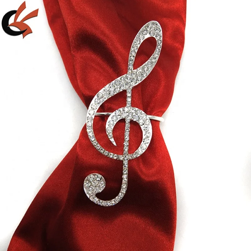 wedding wholesale treble clef rhinestone brooch napkin ring