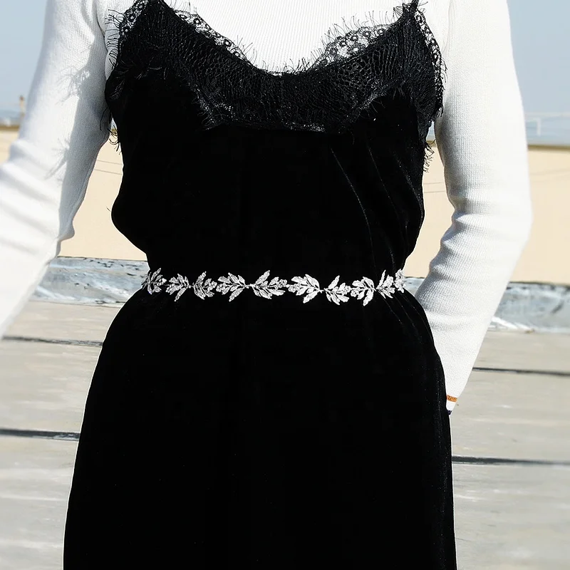Wedding dress Luxury custom crystal rhinestone appliques ribbon belt