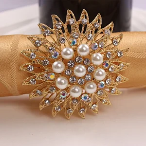 hot selling wedding table decoration crystal jewelry rhinestone gold silver plated napkin ring