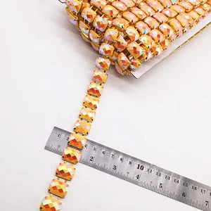 Hot sale Luxury women sparkling resin square rhinestone trimming chain for carnival costume