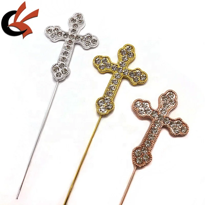 Metal cake topper Clear crystal rhinestone cross cake topper for cake decoration