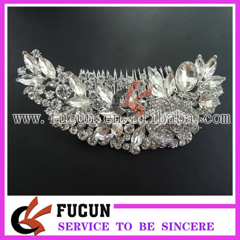 High quality wedding bridal hair accessories rhinestone fancy wedding crystal hair combs