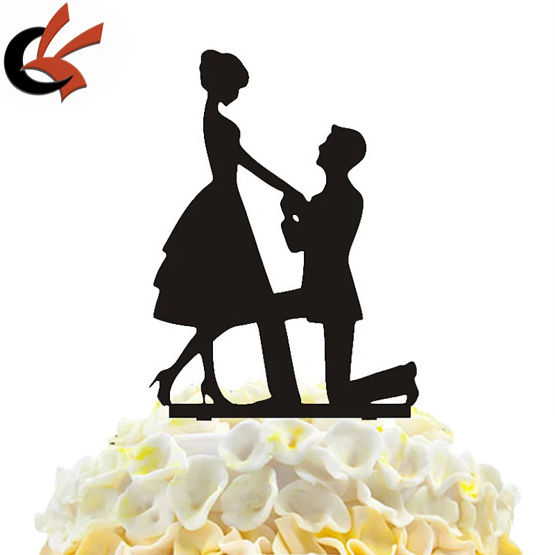 MR & MRS Cake Topper Proposal Customize-Acrylic Silhouette Wedding Cake Topper