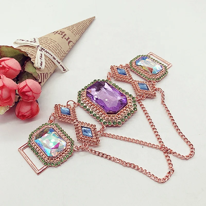 2020 high style rose gold metal colorful jewelry bikini connectors for contest swimsuit