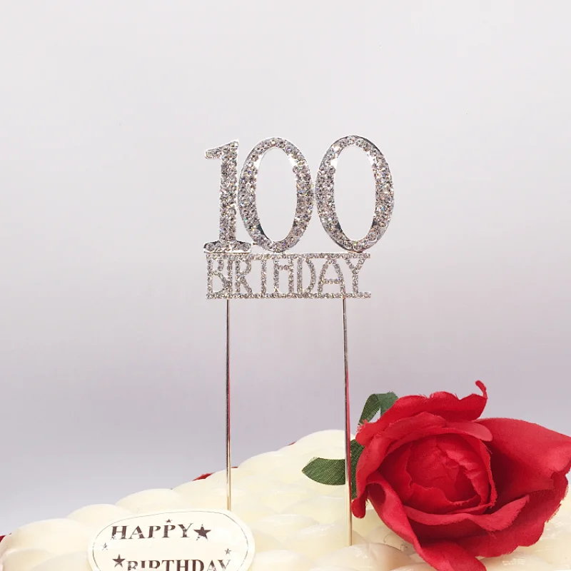 cake decoration series rhinestone birthday 100th birthday cake topper candle cake topper