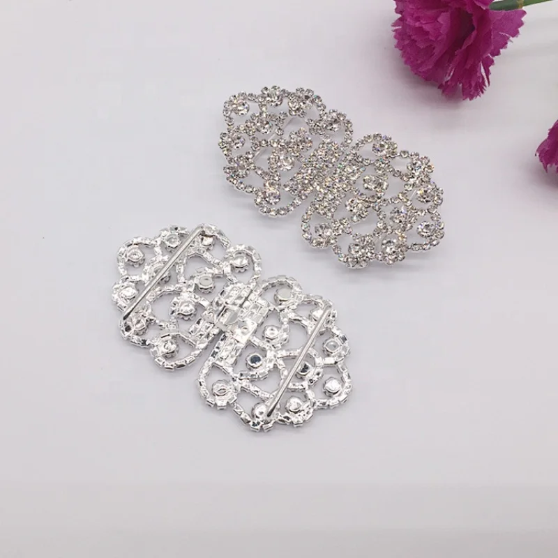 wholesale two parts chair sash rhinestone ribbon buckle for wedding invitation