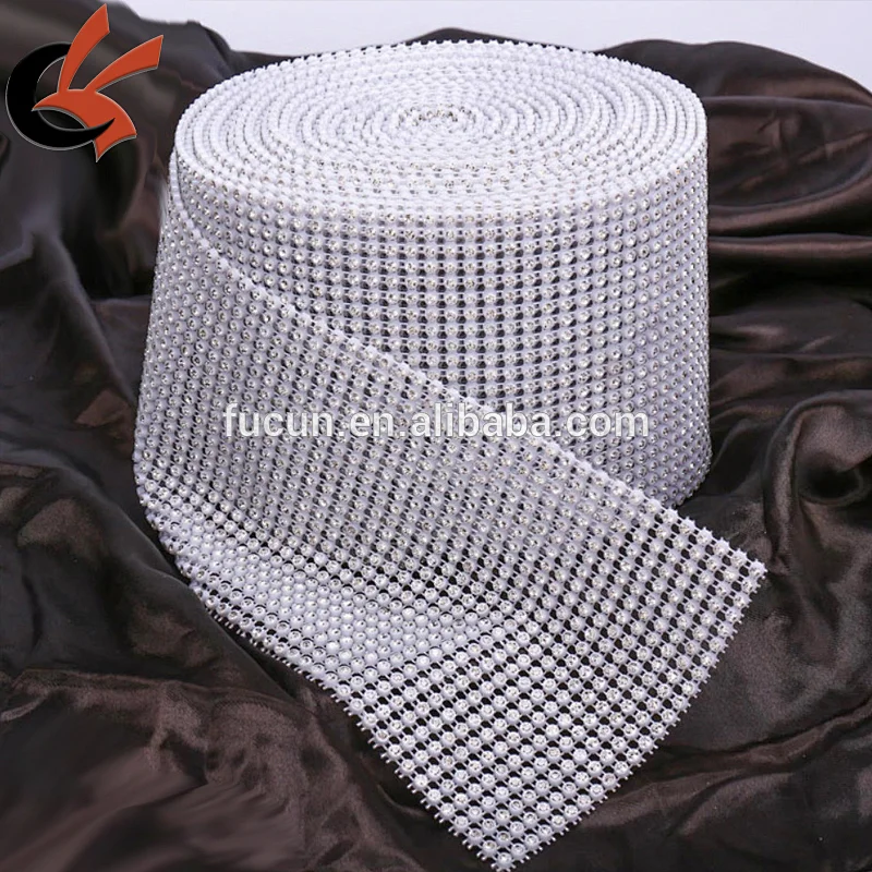 24-Row Diamond Mesh Rhinestone Ribbon Crystal Wedding Wrap with real crystal decorative