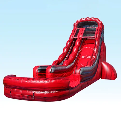 Hot selling outdoor commercial magic red color inflatable slip and slide inflatable water slide with pool for rental