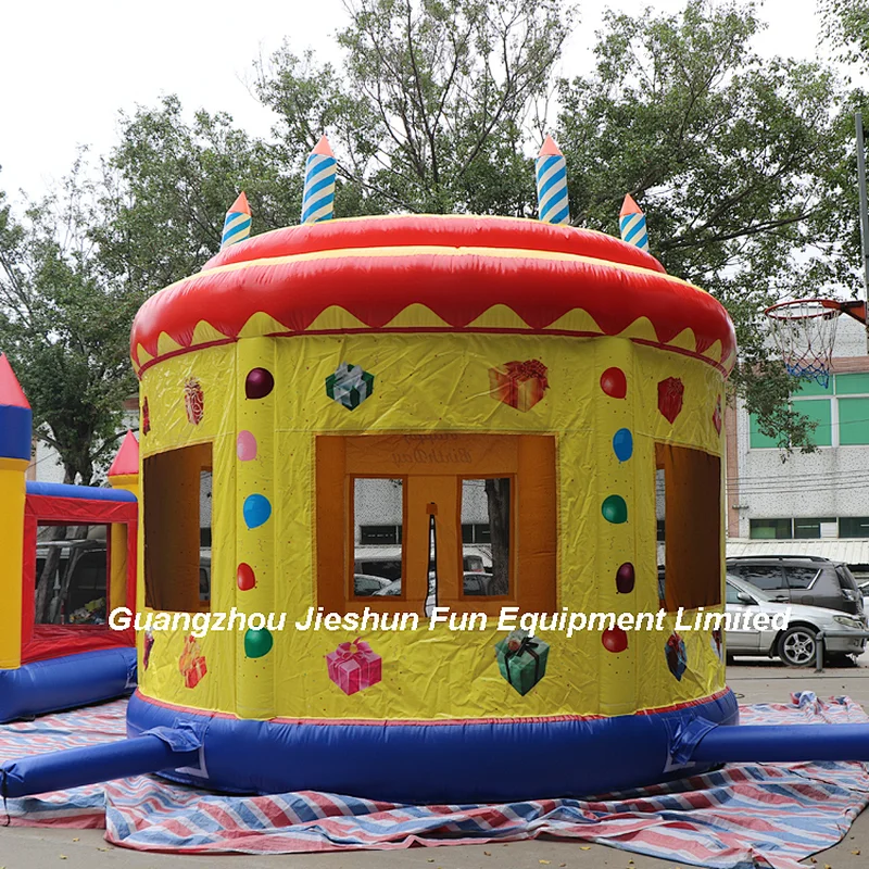 2020 hot sale Inflatable birthday cake bouncer Inflatable celebration bouncer jumping castle birthday cake air bouncer for kids