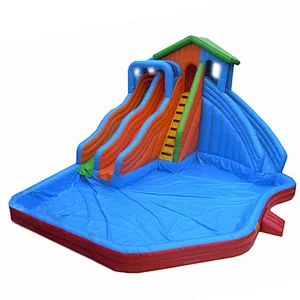 High quality inflatable water park water slide bouncer house inflatable slide with pool for sale