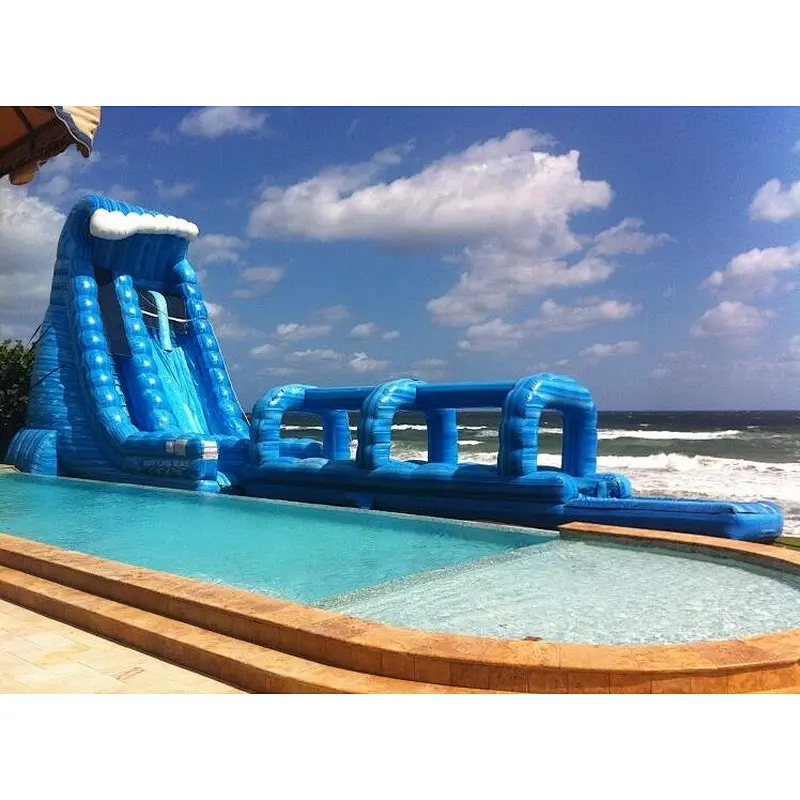 Manufacturer large blue crush running bouncy games inflatable water slides